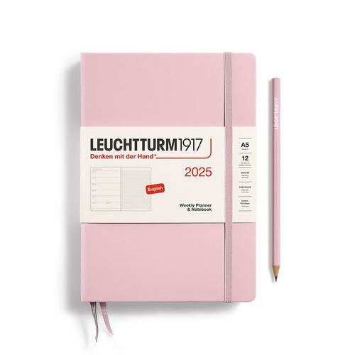 Leuchtturm, Pink, Planners, Art & School, 2025, A5, Medium, Weekly, Notebook, Powder Pink, 816295